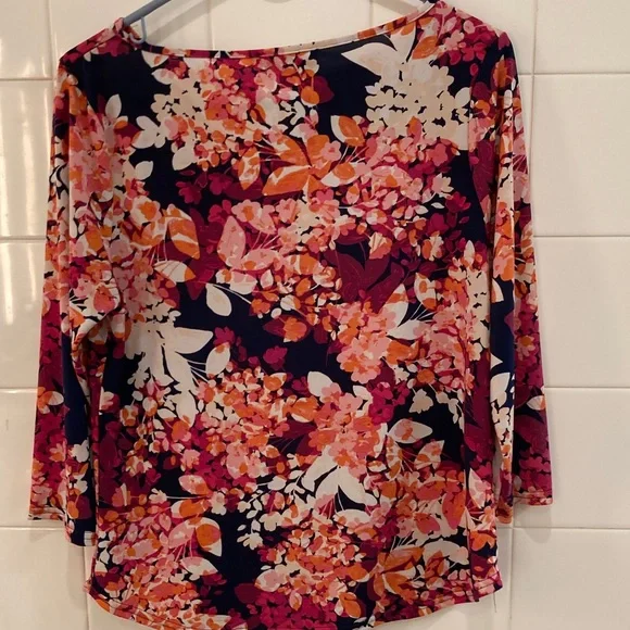 Peck & Peck Women's 3/4 Sleeve Tops - Floral and Abstract Multicolor - Picture 7 of 7